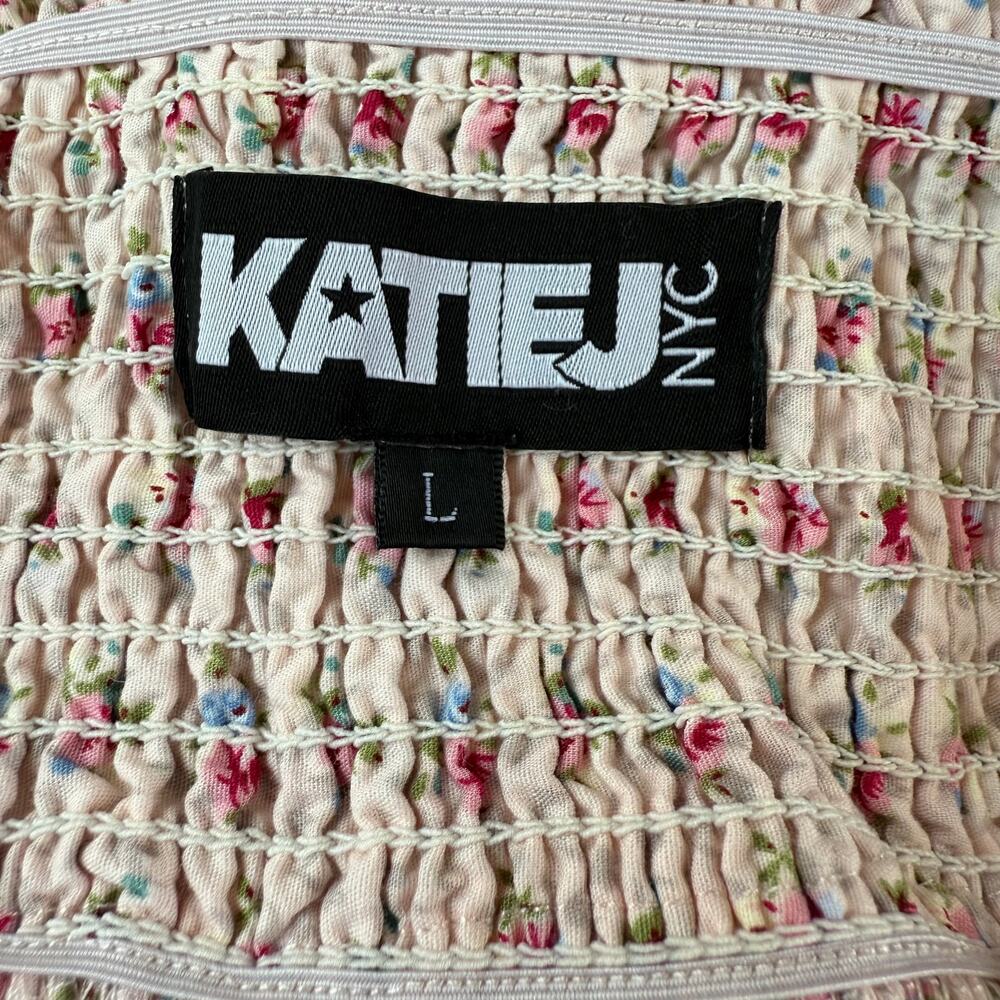 Katie J NYC Tween Floral mini Skirt Shabby Chic Floral Tiered Ruffle Size L - Picture 3 of 4